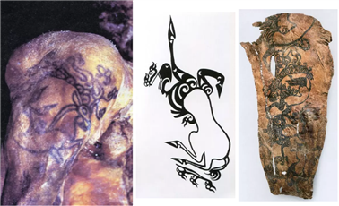 纹身 （阿克阿拉哈3号墓地、上卡利金2号墓地、巴兹雷克2号墓）