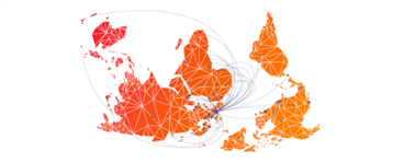 南特研究院的标志图——一幅颠倒的世界地图，将南方放在上面