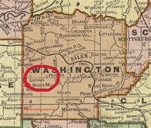 丁韪良出生成长的小镇利沃尼亚，在印第安纳州南部，属于华盛顿县